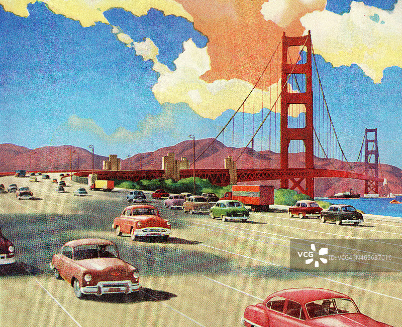 金门大桥上的公路图片素材