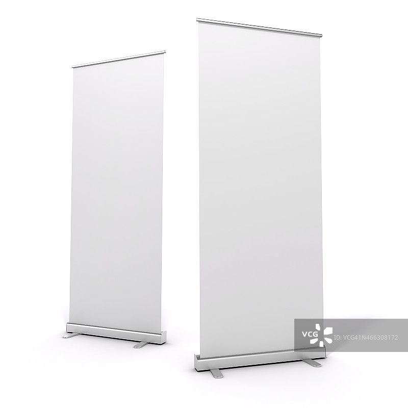 白色背景上的两个白色易拉宝图片素材