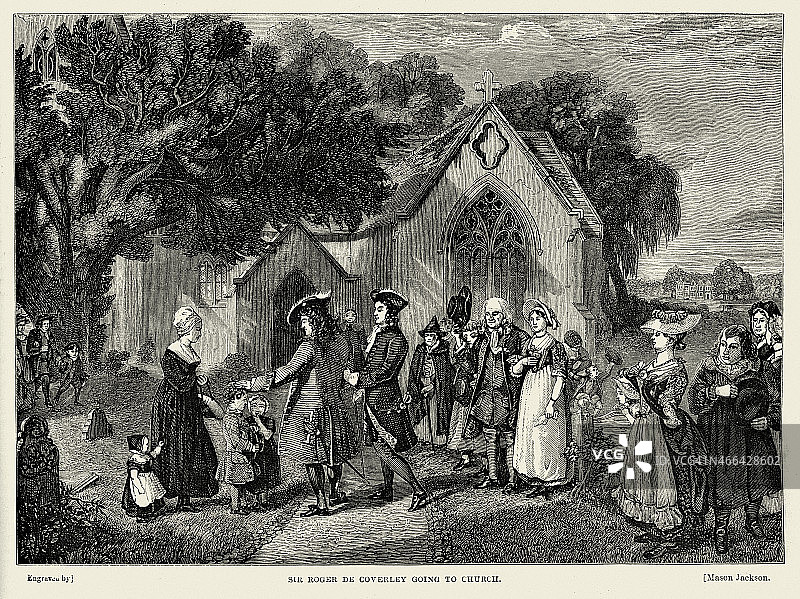 罗杰·德·科弗利爵士去教堂图片素材