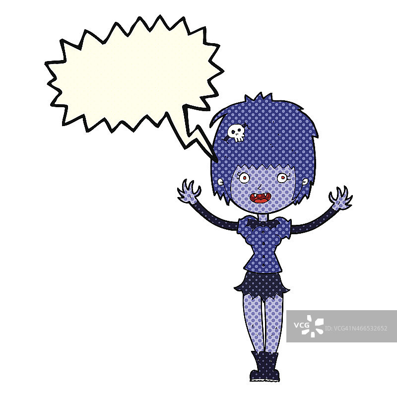 卡通吸血鬼女孩与语音泡泡图片素材