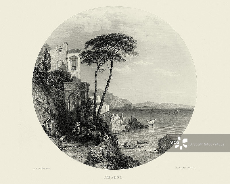 乔治·爱德华兹·海林笔下的阿马尔菲图片素材