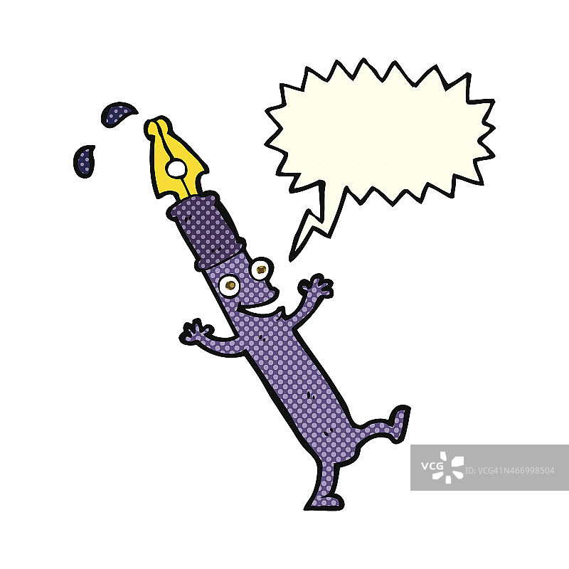 带对话泡泡的卡通钢笔图片素材