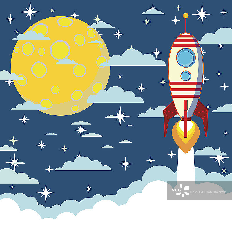 卡通火箭起飞矢量图图片素材