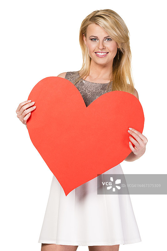 拿着红心的女人图片素材