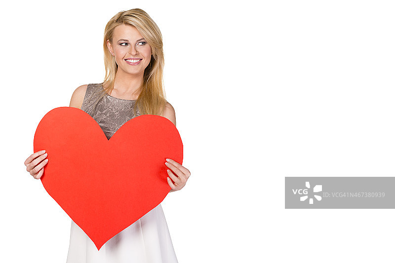 拿着红心的女人图片素材