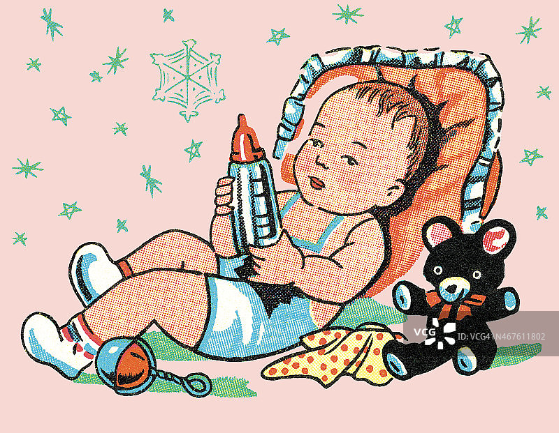 儿童手持奶瓶图片素材