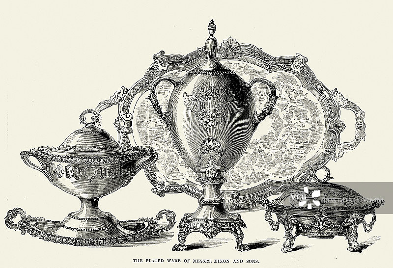 维多利亚镀银餐具图片素材