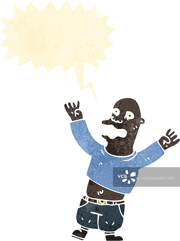 复古卡通惊恐的男人图片素材