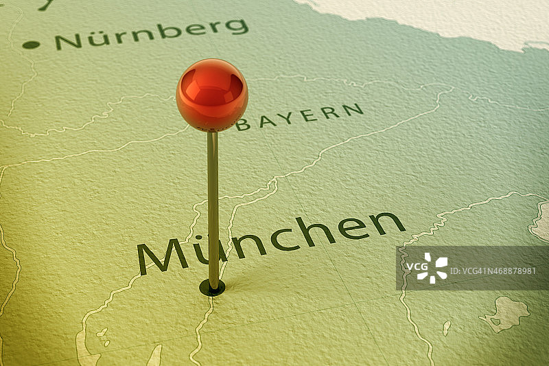 慕尼黑城市地图复古直头图钉图片素材