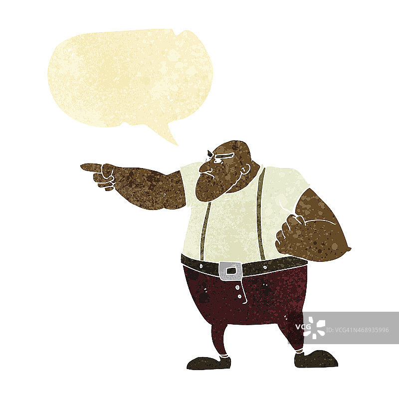 卡通愤怒的硬汉与对话气泡图片素材