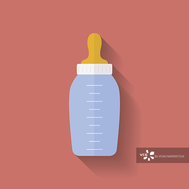 婴儿奶瓶扁平风格图标图片素材