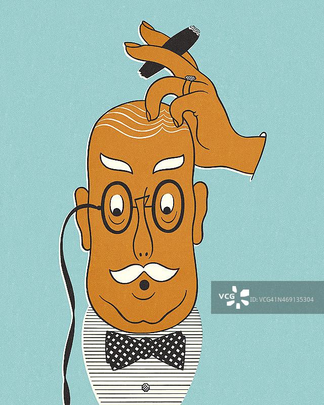 秃顶男子挠头图片素材