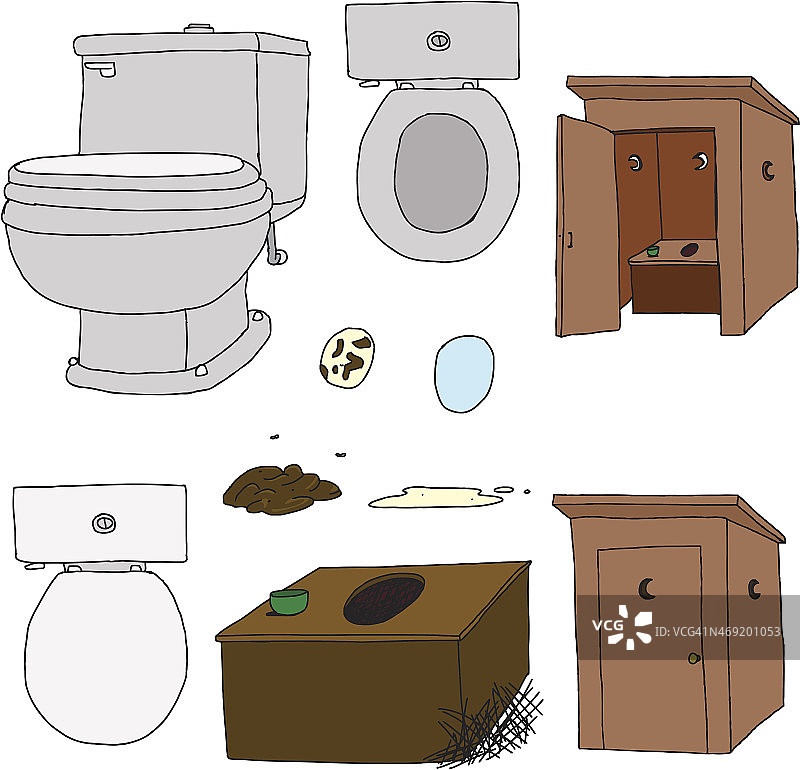 室内外厕所插画图片素材