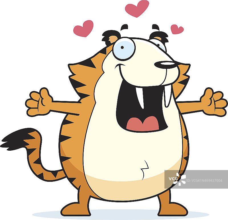卡通剑齿虎拥抱图片素材