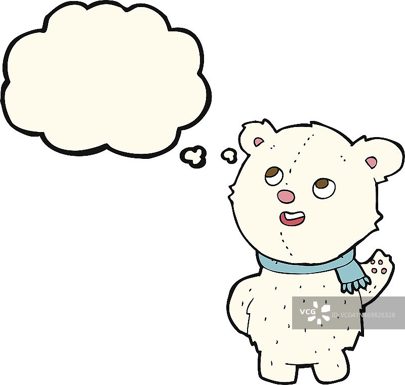 带有气泡的卡通可爱北极熊幼崽图片素材
