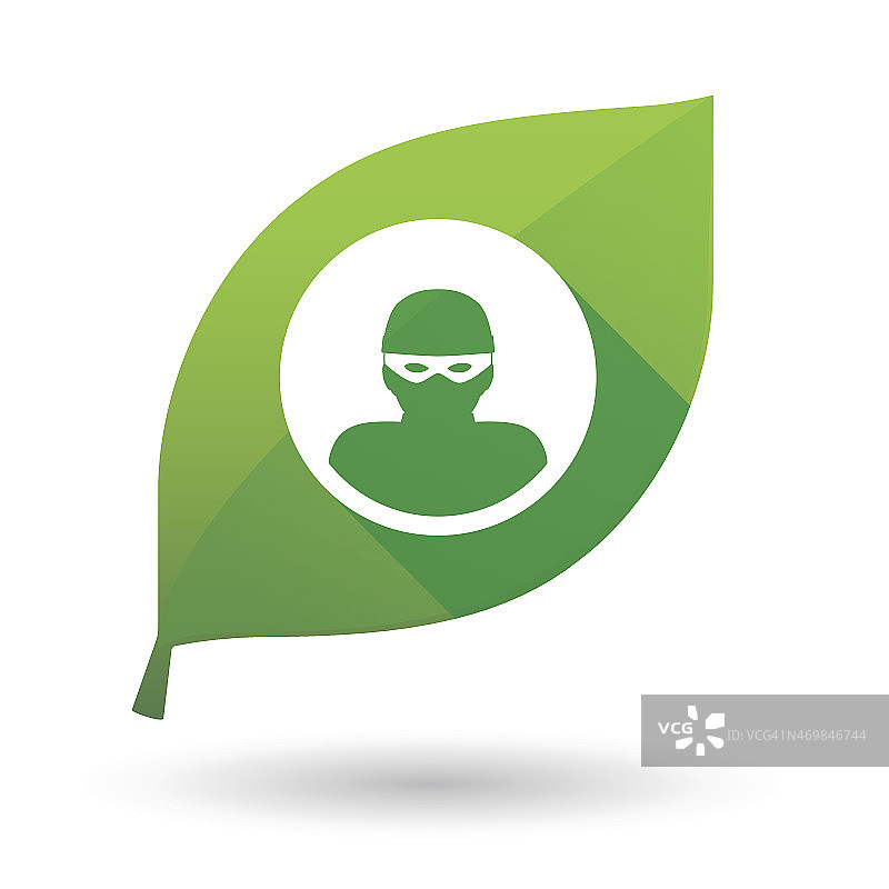带有小偷的绿叶图标图片素材