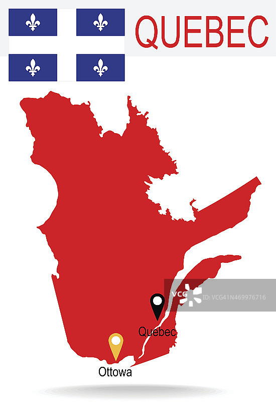 加拿大魁北克省地图和旗帜图片素材