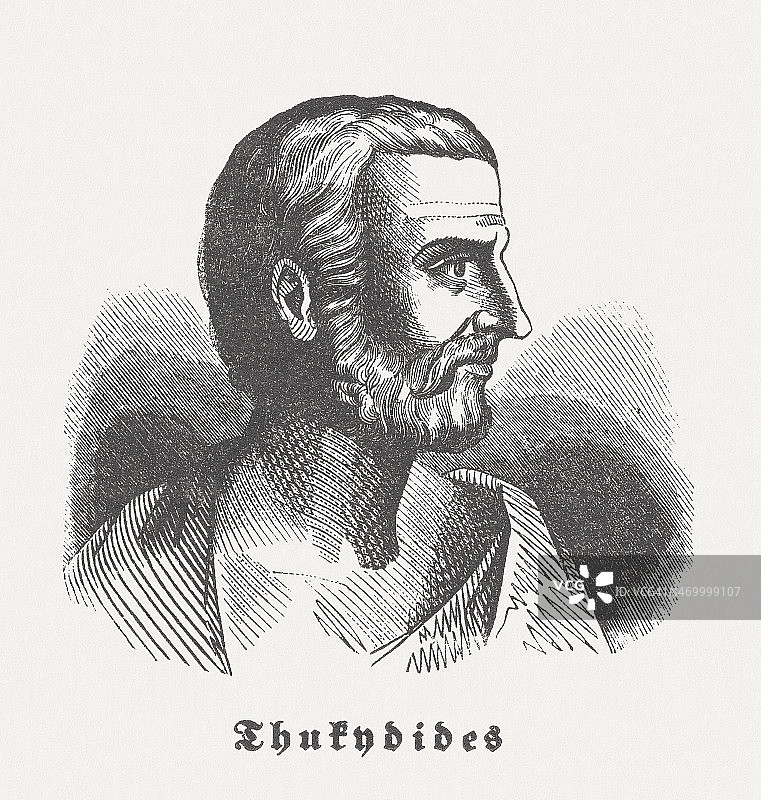 修昔底德（公元前460-公元前395年），历史学家和雅典将军，1864年出版图片素材