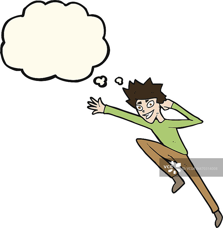 带思维泡泡的卡通跳跃男人图片素材