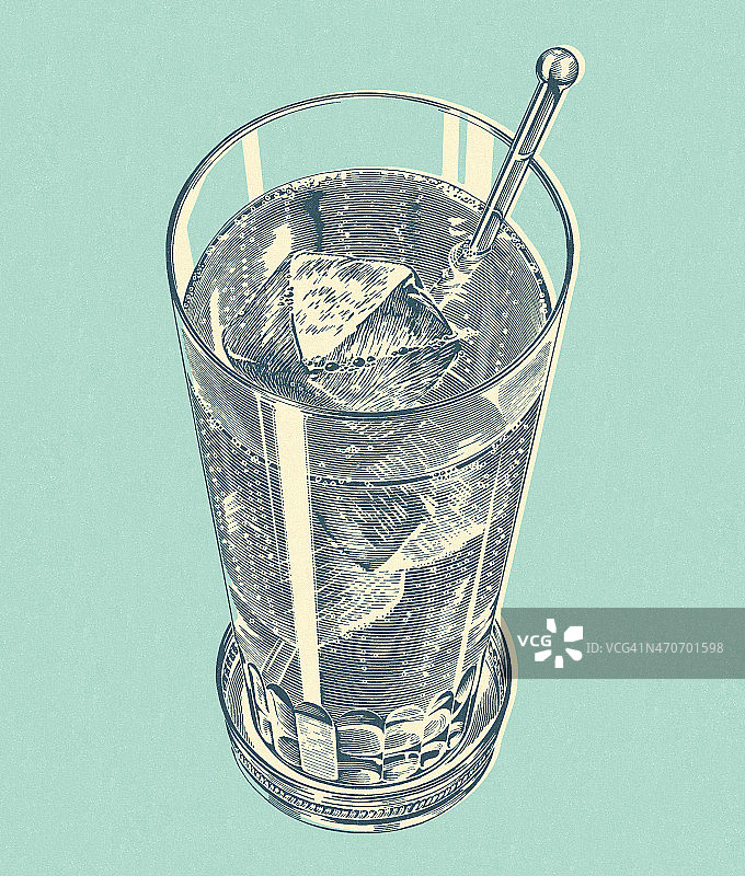 冰镇饮品与搅拌棒图片素材