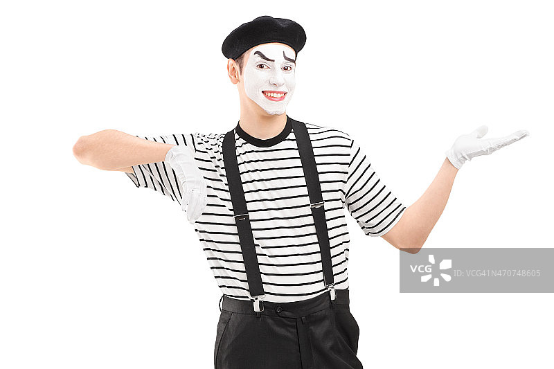 用手势表达的男哑剧演员图片素材