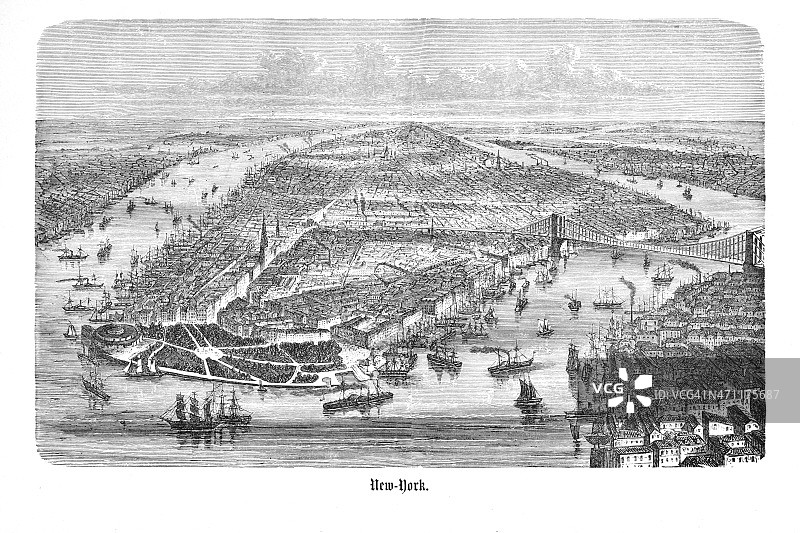 1874年来自纽约曼哈顿的版画图片素材