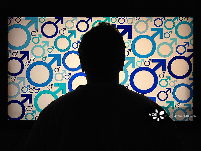 男性剪影与男性符号图片素材