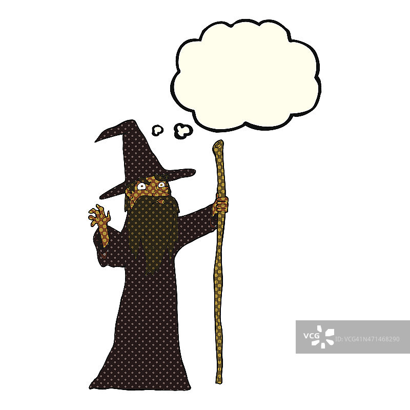 卡通恐怖巫师与气泡图片素材