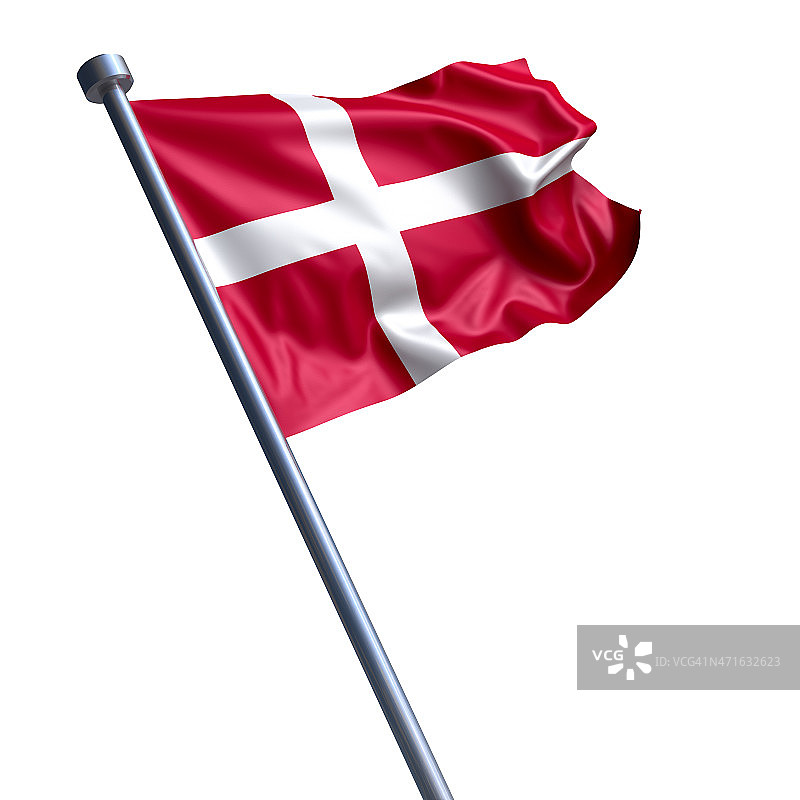 白色背景下的丹麦国旗图片素材