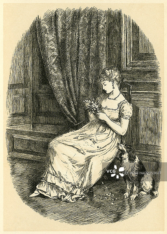 悲伤的女子摘花瓣图片素材