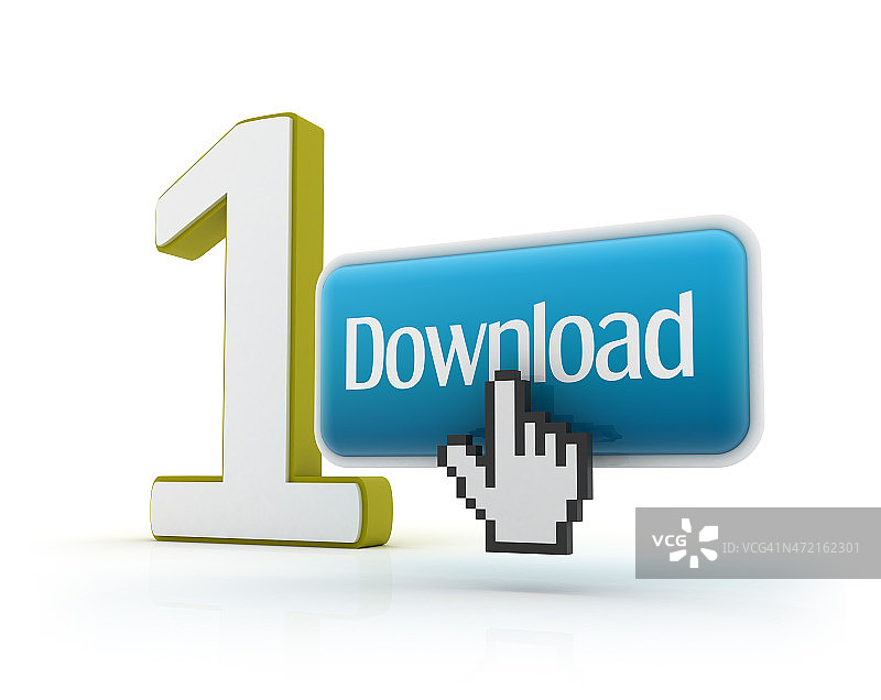 带下载按钮的数字1图片素材