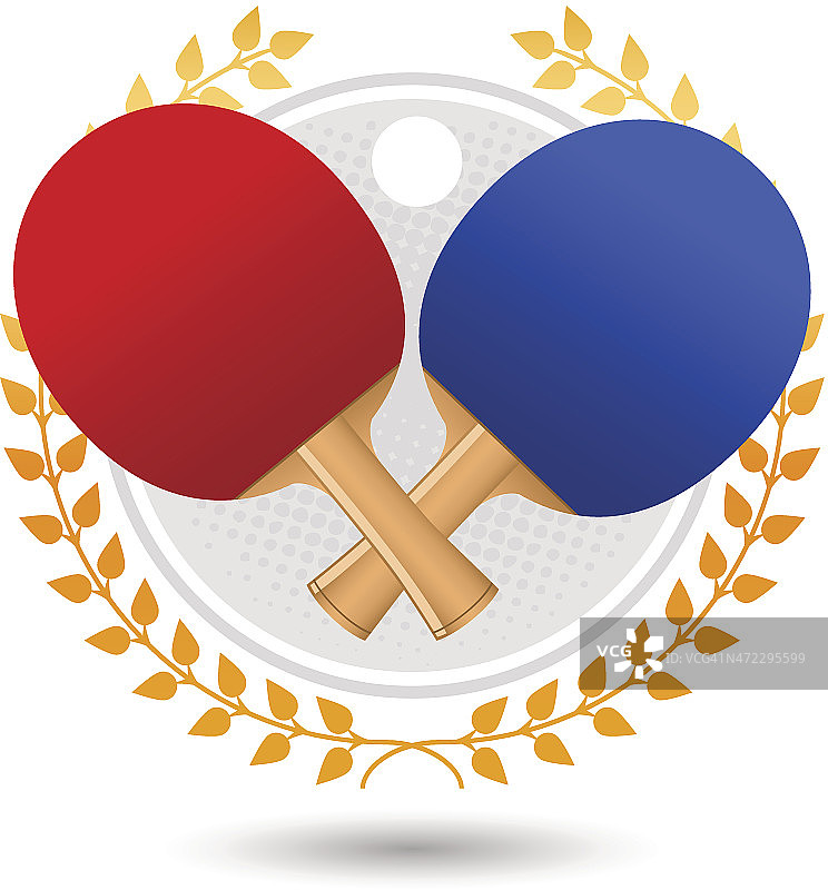 带球拍和球的乒乓球桂冠花环图片素材