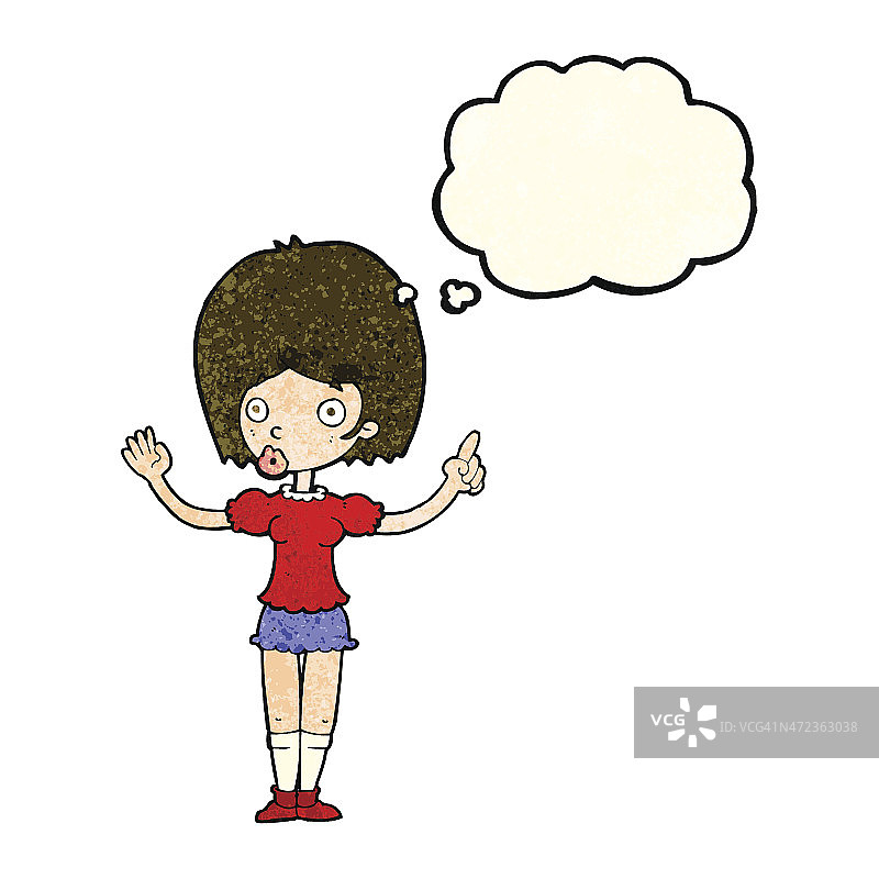 用思维泡泡解释观点的卡通女人图片素材