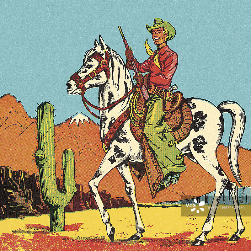 牛仔骑马图片素材