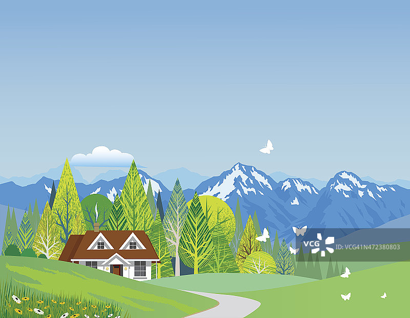 春季山景图片素材