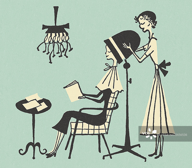 女人在美容院做头发图片素材