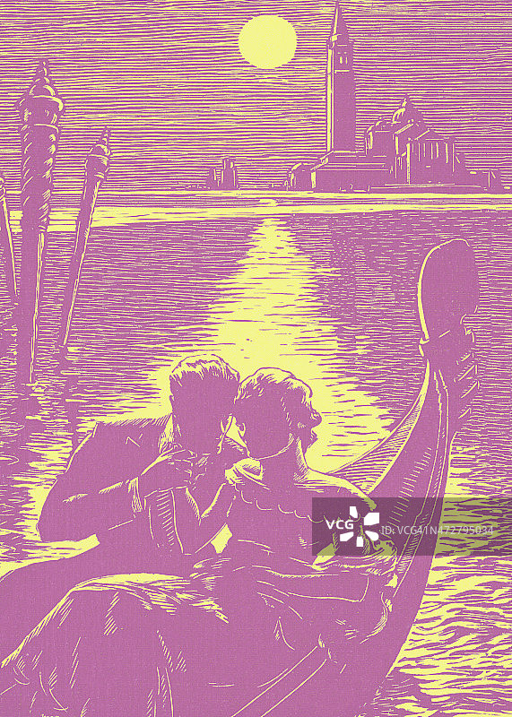 情侣乘坐威尼斯大运河上的贡多拉图片素材