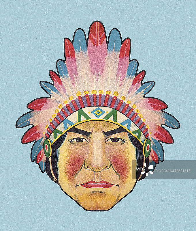 佩戴头饰的美洲原住民图片素材
