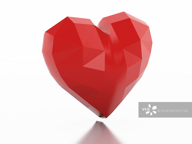 3D低多边形心形：爱情概念图片素材
