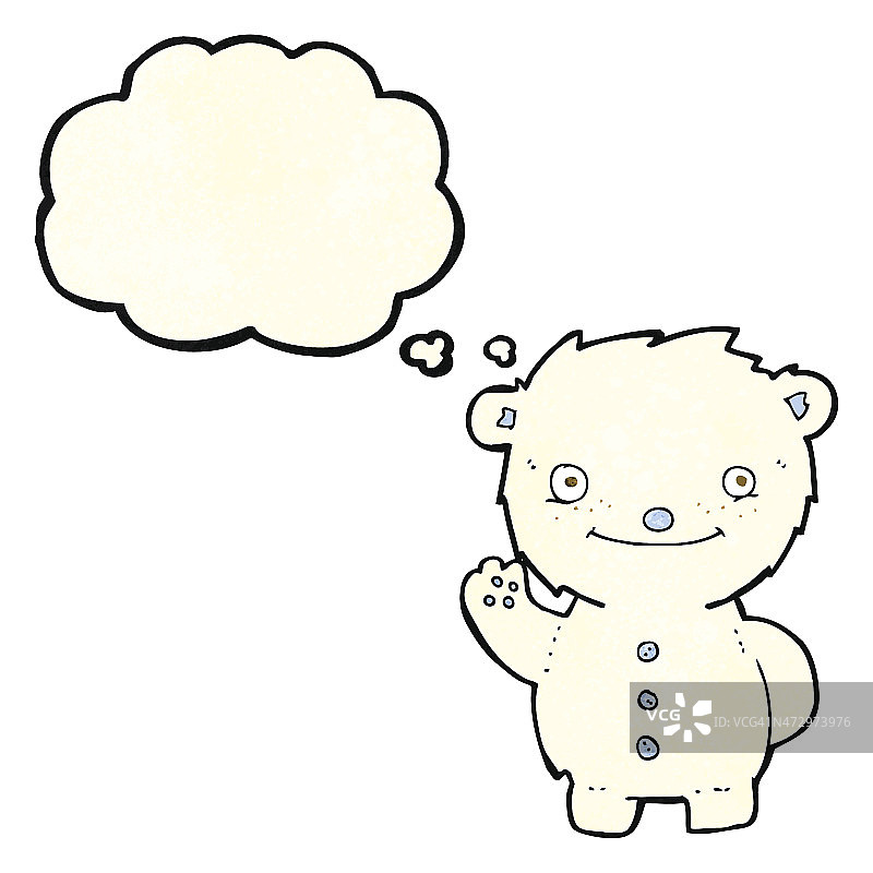 卡通挥手北极熊与想法泡泡图片素材