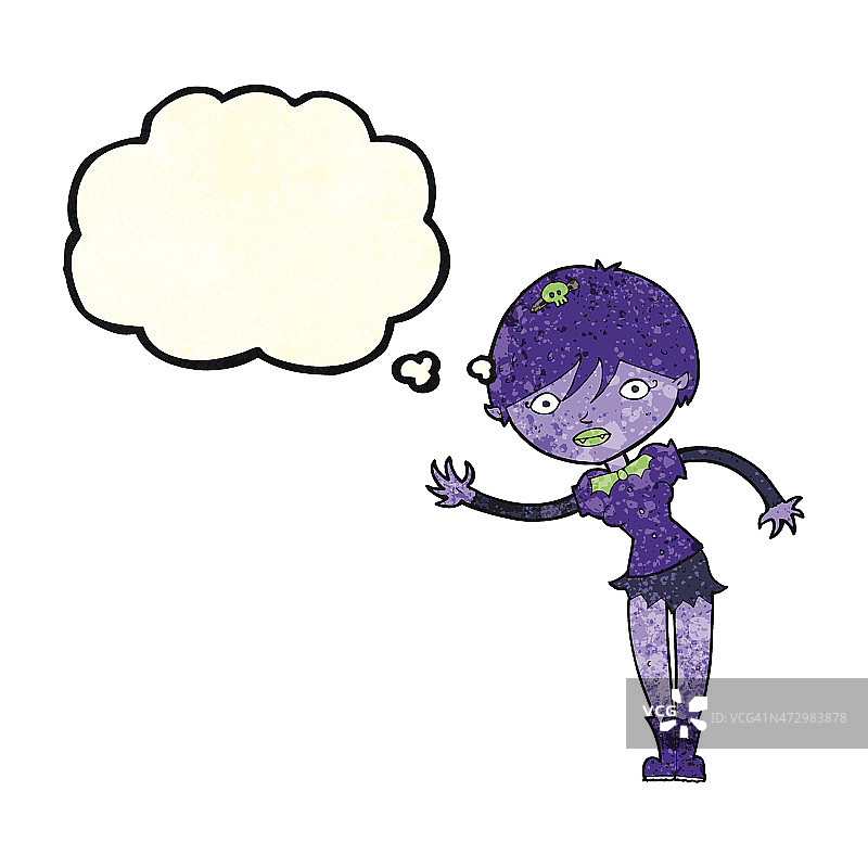 卡通吸血鬼女孩与思想泡沫图片素材