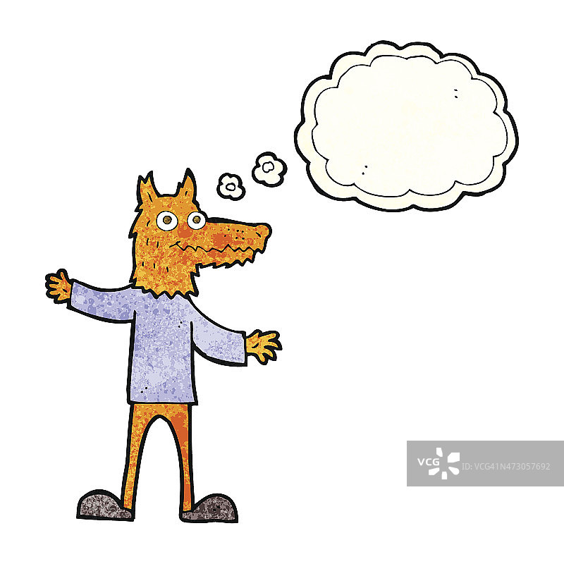 带有思考泡泡的卡通狐狸男人图片素材