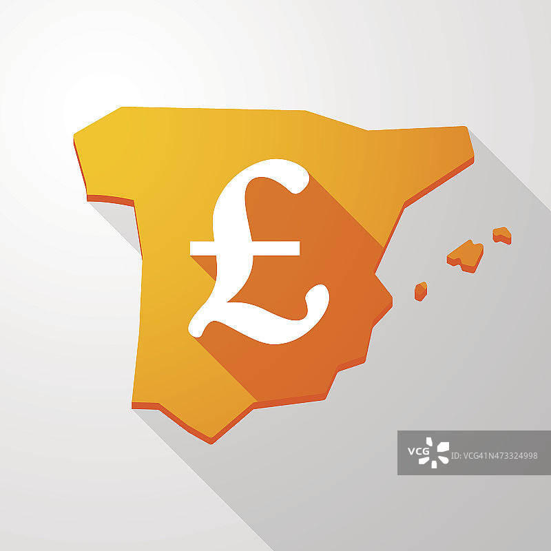 带有英镑符号的西班牙地图图标图片素材