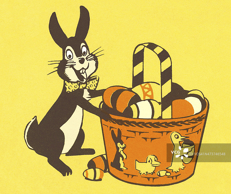 带篮子的复活节兔子图片素材