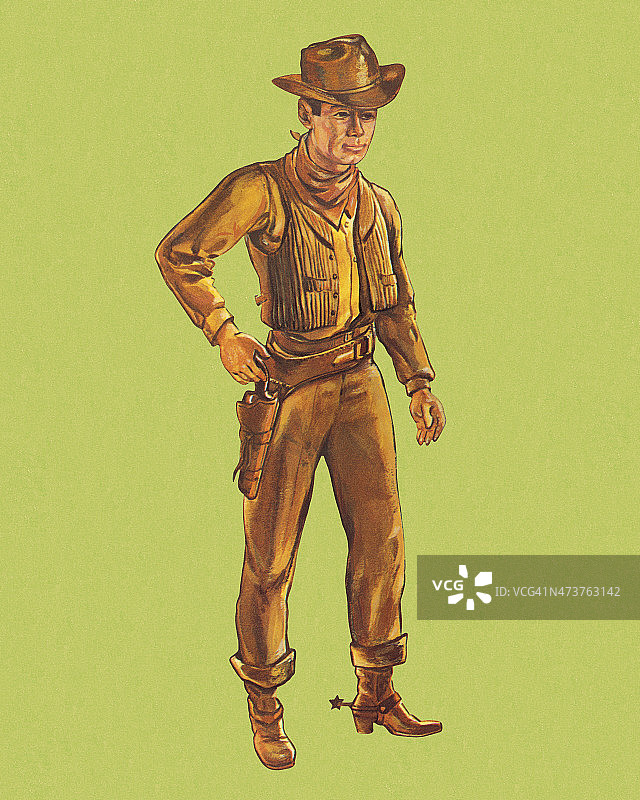 绿色背景上的牛仔图片素材