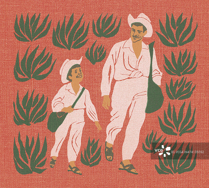 父子同行图片素材