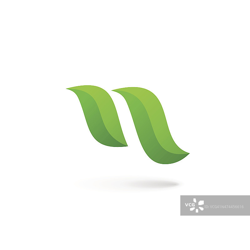 带有环保叶子图标的字母N图片素材