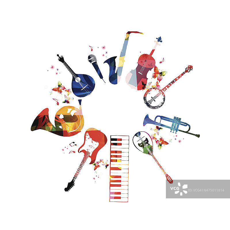 丰富多彩的乐器背景图片素材