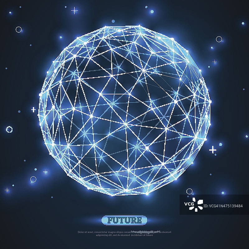 抽象矢量球体，未来科技线框图片素材