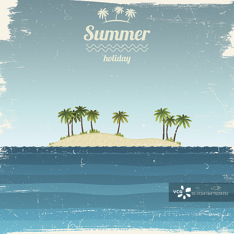 海洋中的棕榈树岛屿图片素材